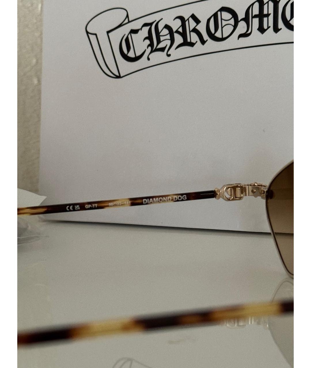 CHROME HEARTS Золотые металлические солнцезащитные очки, фото 8
