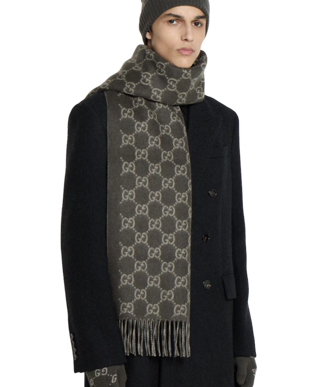 GUCCI Зеленый кашемировый шарф, фото 3