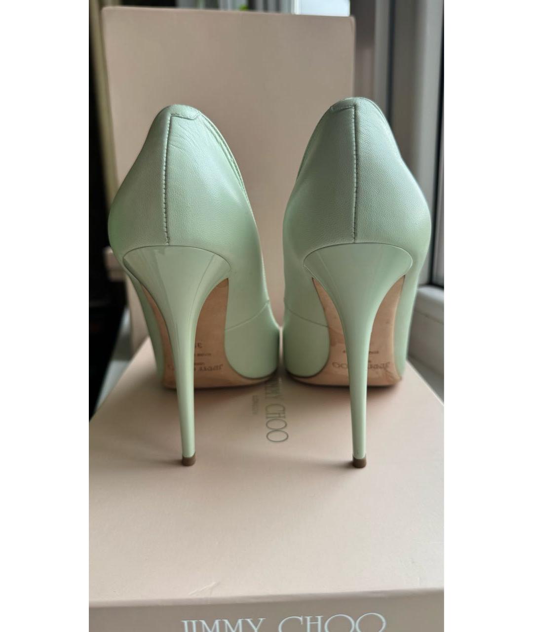JIMMY CHOO Зеленые кожаные туфли, фото 4