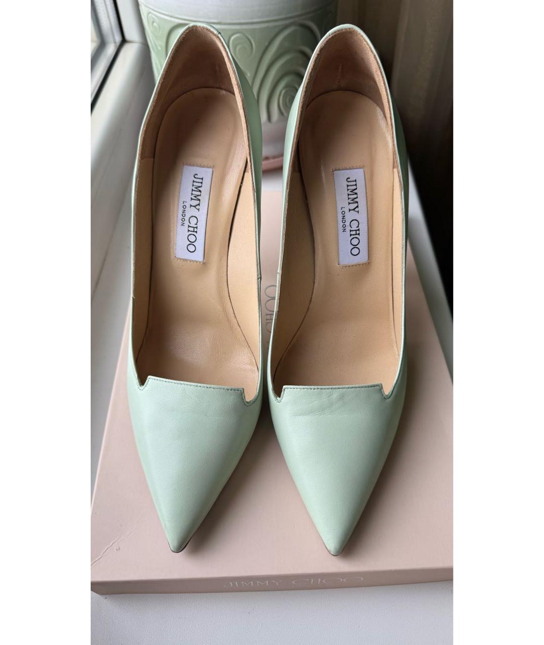 JIMMY CHOO Зеленые кожаные туфли, фото 2