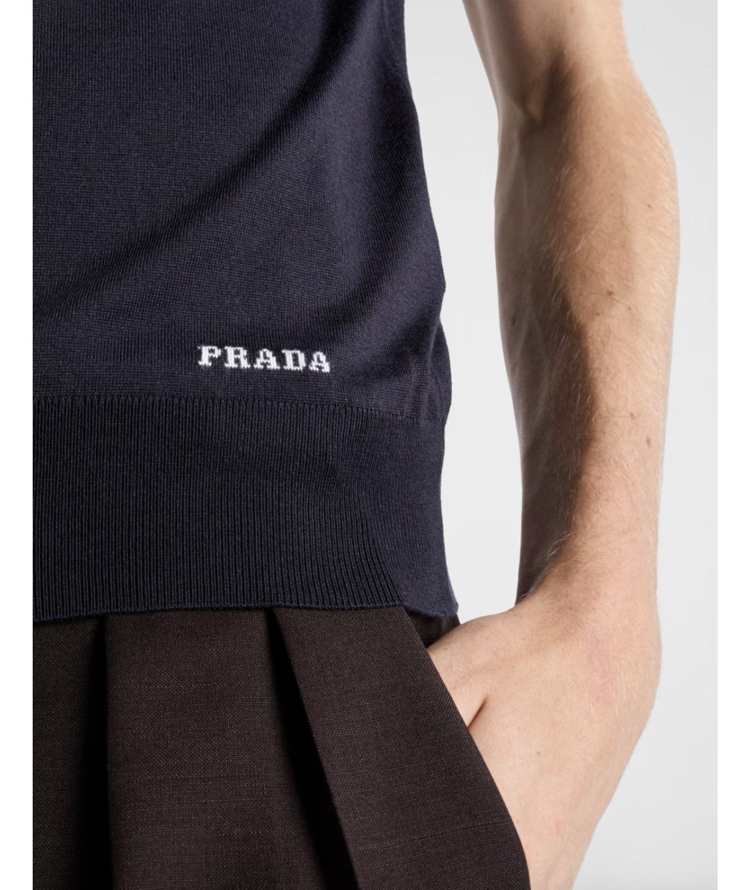 PRADA Темно-синее поло с коротким рукавом, фото 4
