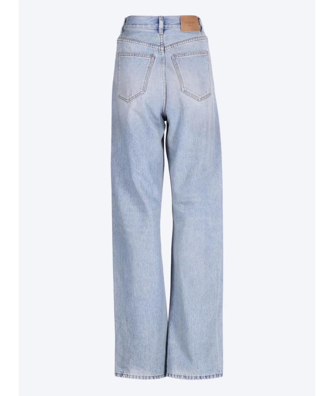 SAINT LAURENT Голубые хлопковые прямые джинсы, фото 3