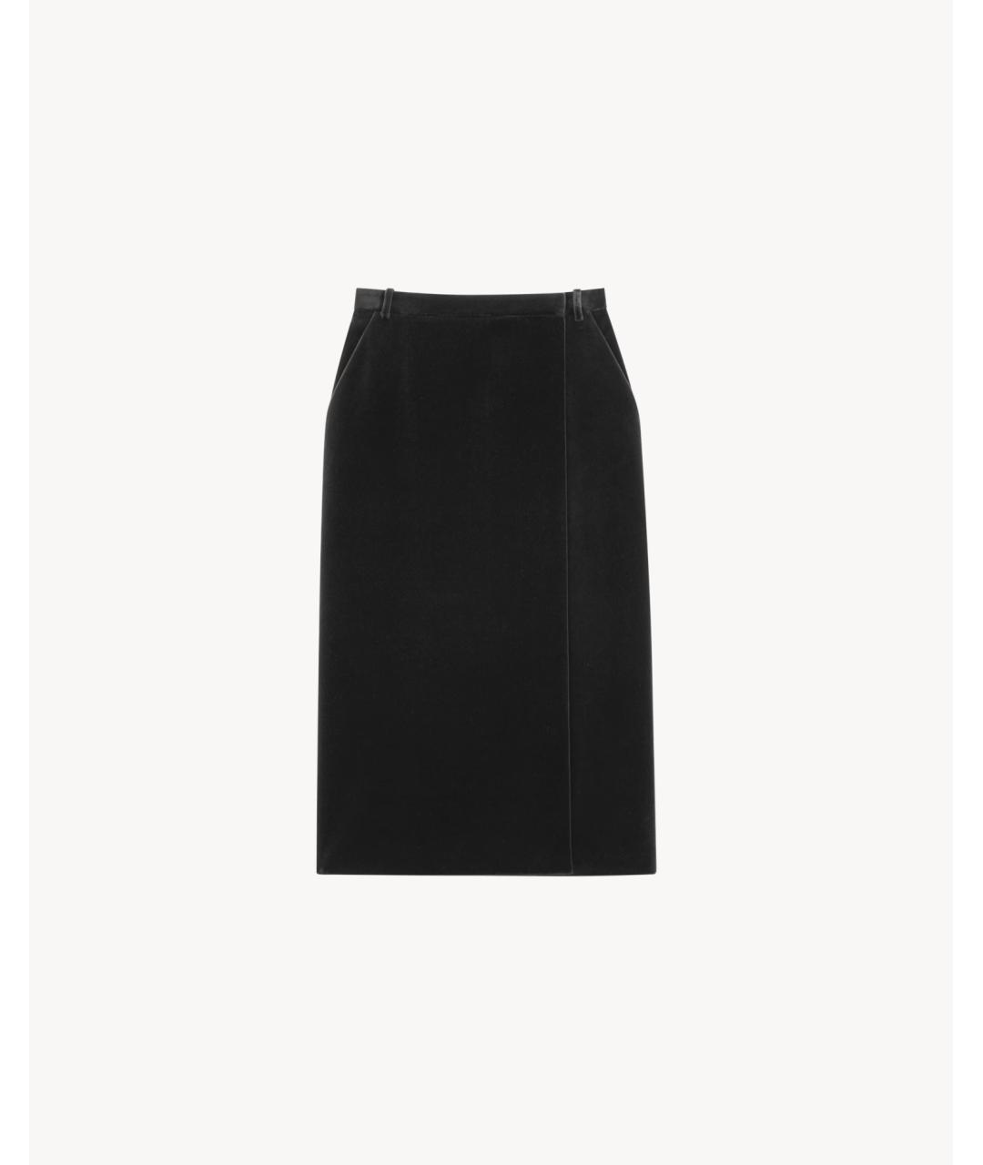 SAINT LAURENT Черная хлопковая юбка миди, фото 4