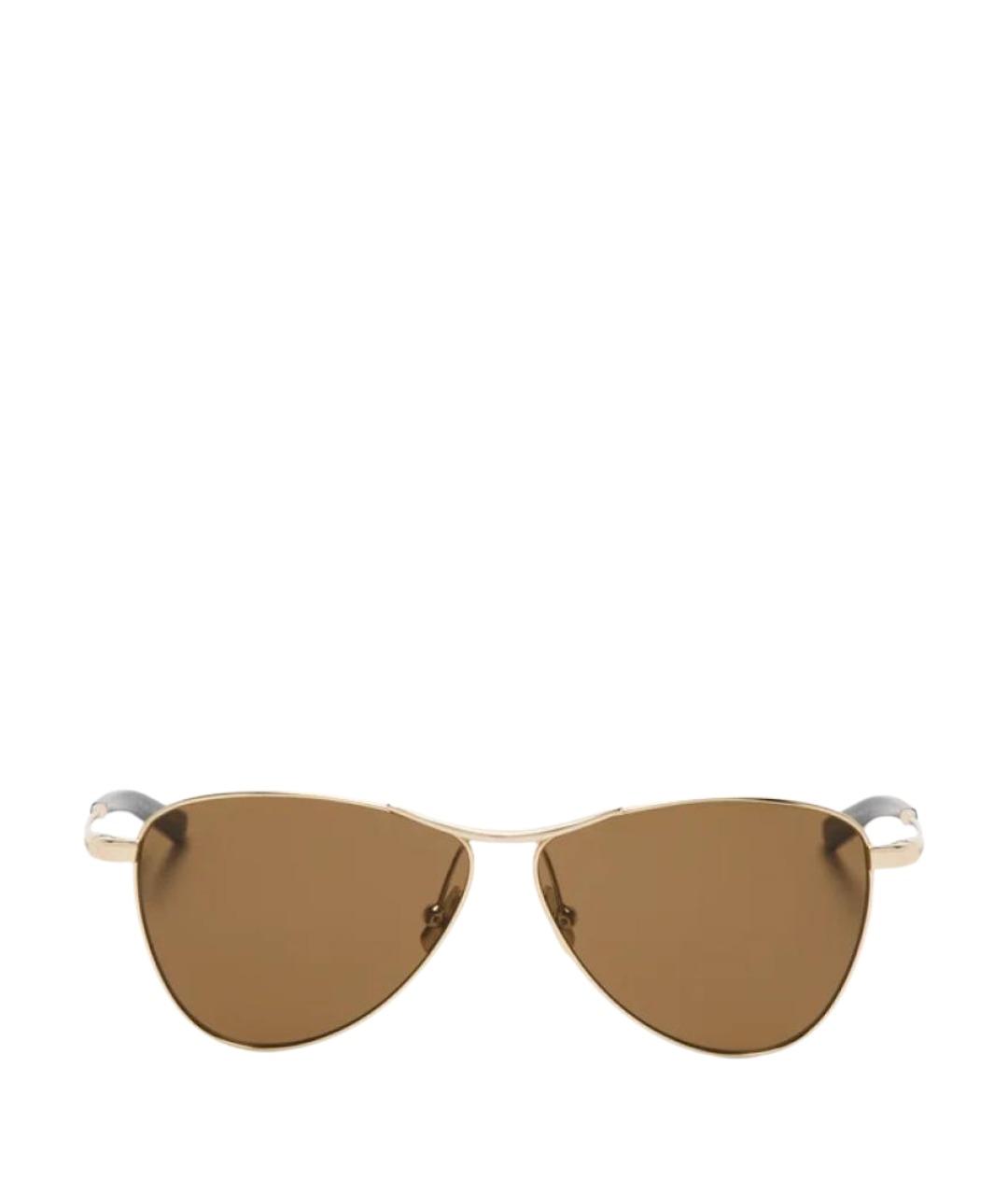 SAINT LAURENT Коричневые металлические солнцезащитные очки, фото 1