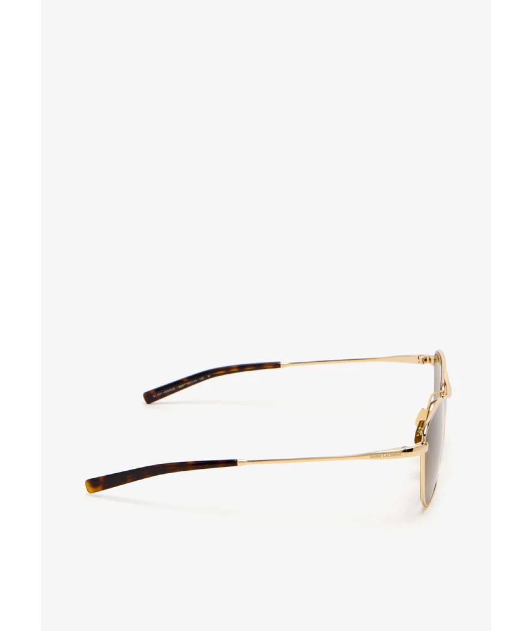 SAINT LAURENT Коричневые металлические солнцезащитные очки, фото 3