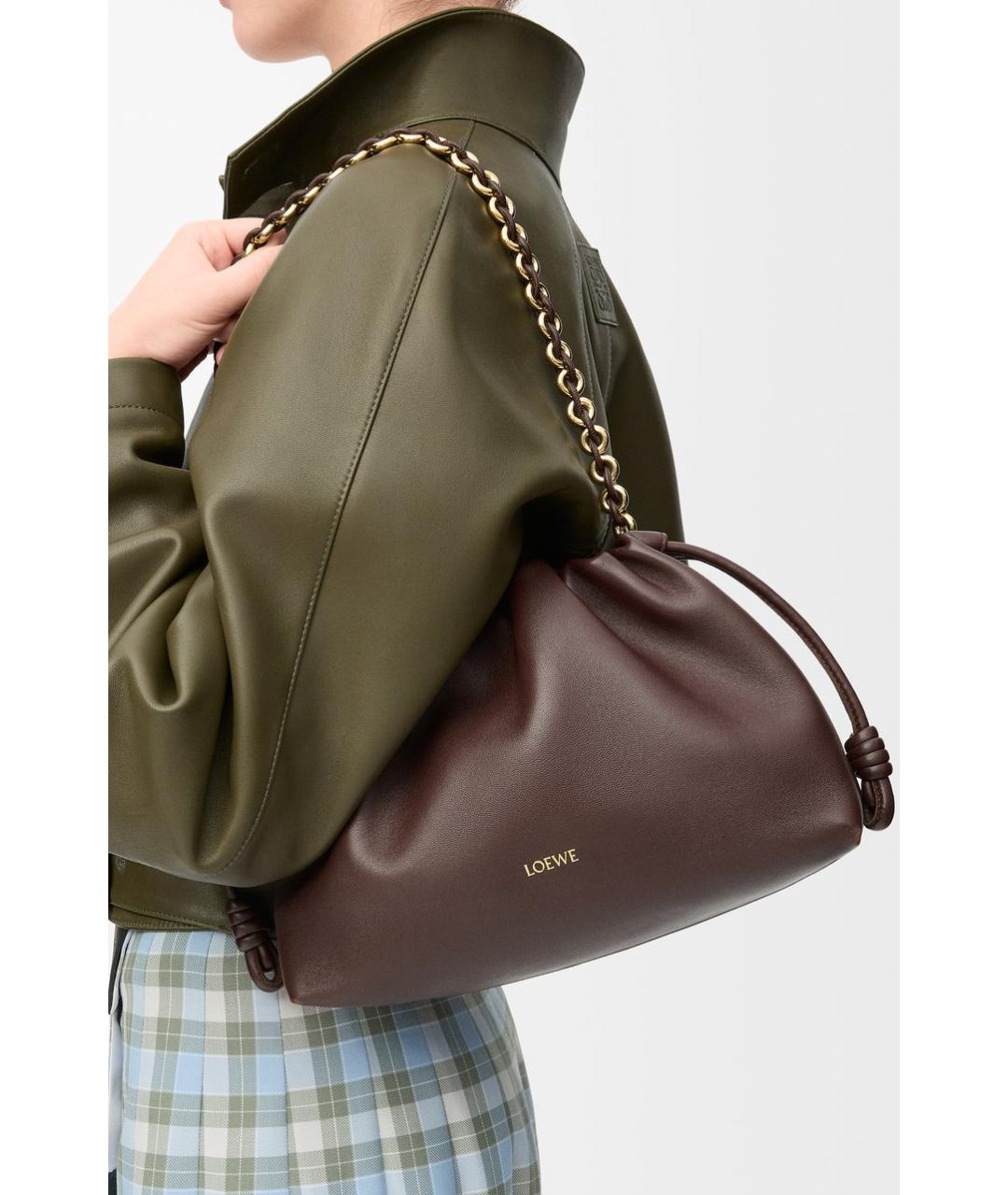 LOEWE Коричневая кожаная сумка через плечо, фото 2