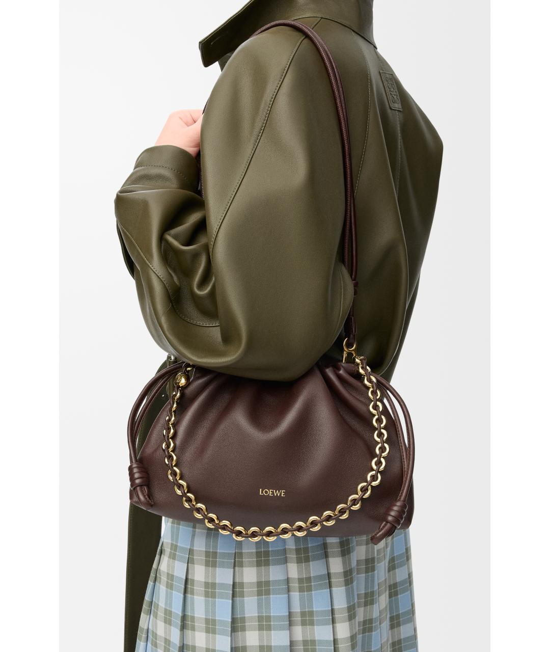 LOEWE Коричневая кожаная сумка через плечо, фото 3