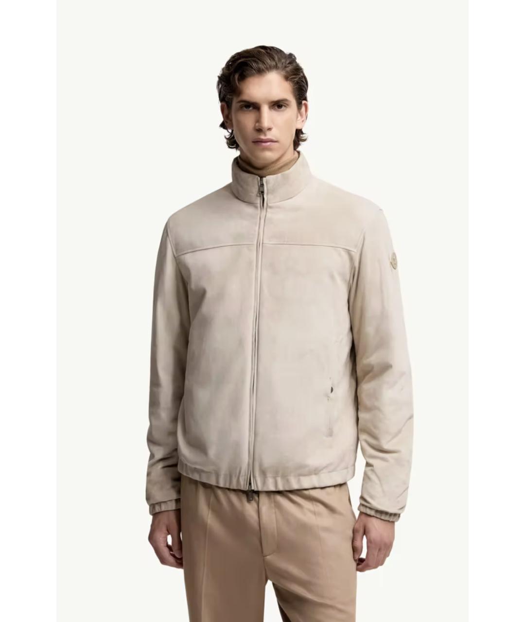 MONCLER Бежевая замшевая куртка, фото 2