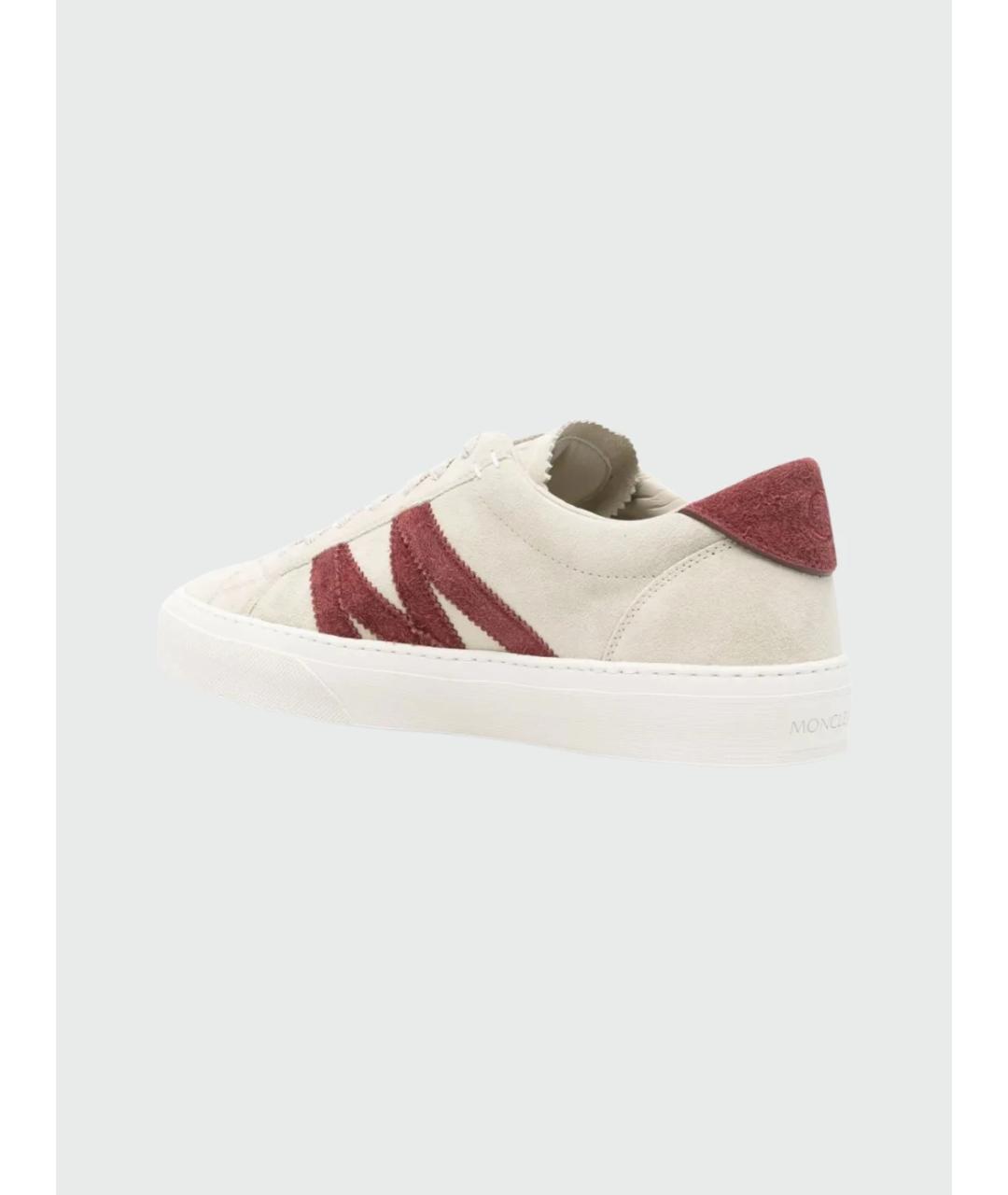 MONCLER Бежевые замшевые низкие кроссовки / кеды, фото 3