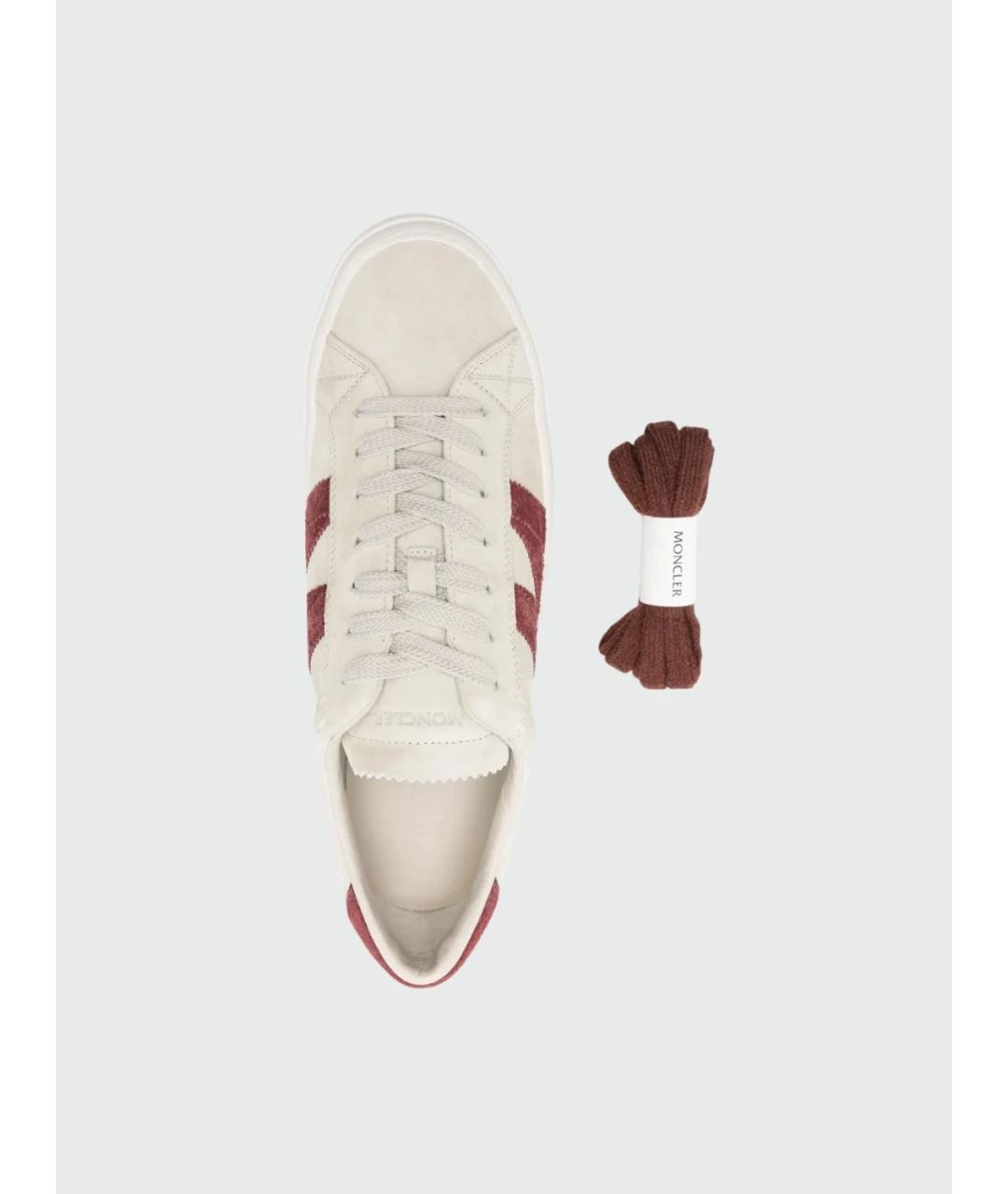 MONCLER Бежевые замшевые низкие кроссовки / кеды, фото 4