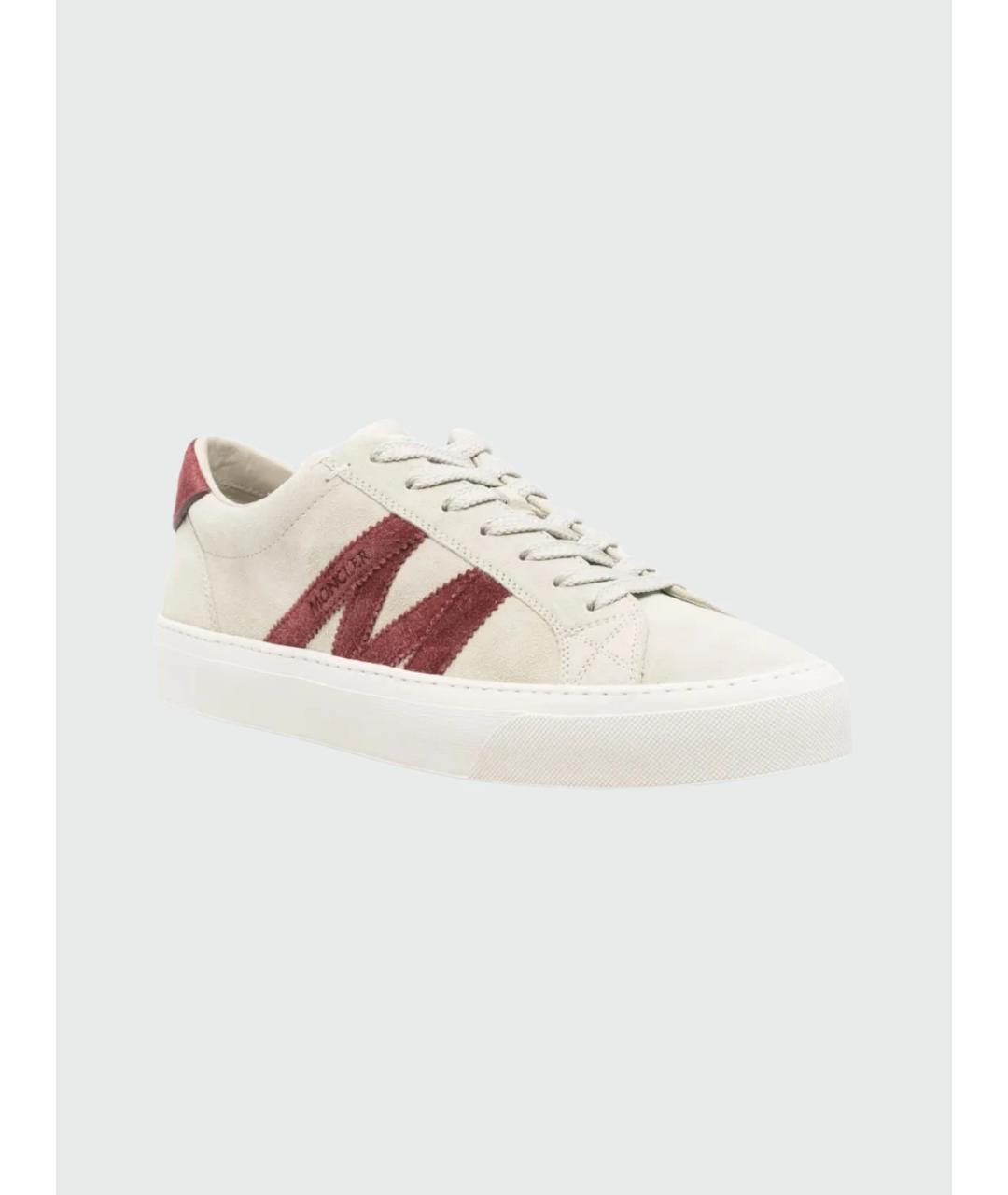 MONCLER Бежевые замшевые низкие кроссовки / кеды, фото 2