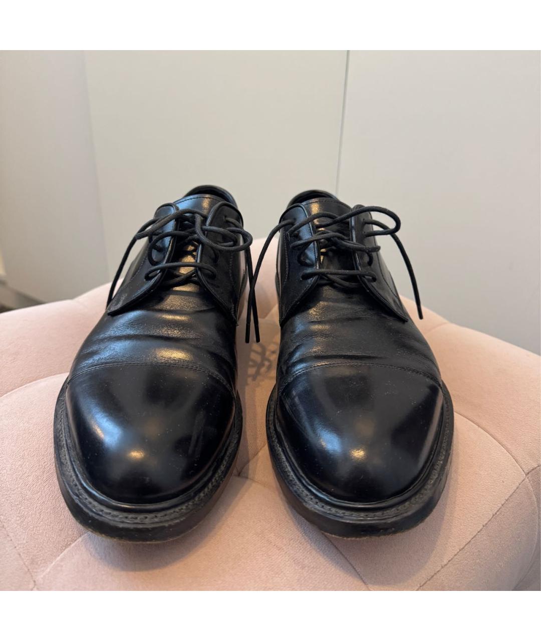 SANTONI Черные кожаные низкие ботинки, фото 2