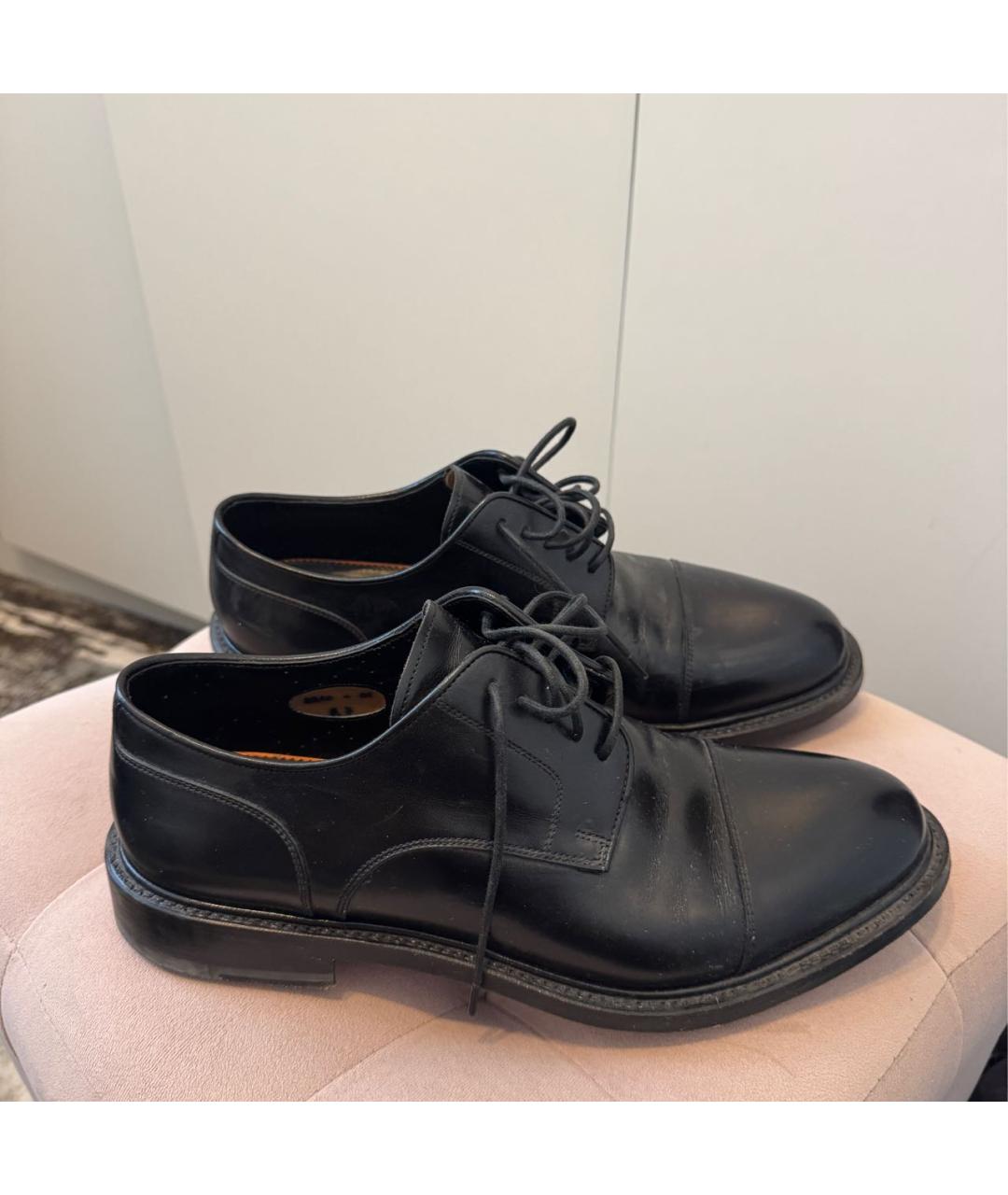SANTONI Черные кожаные низкие ботинки, фото 5