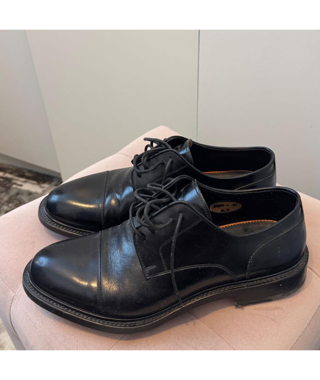 SANTONI Черные кожаные низкие ботинки, фото 3
