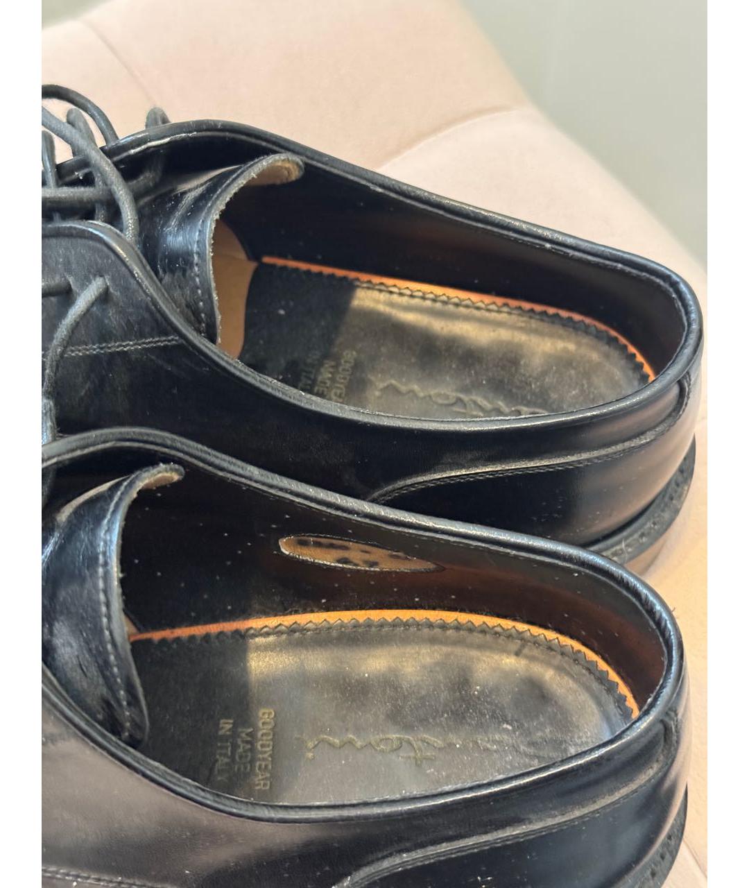 SANTONI Черные кожаные низкие ботинки, фото 4