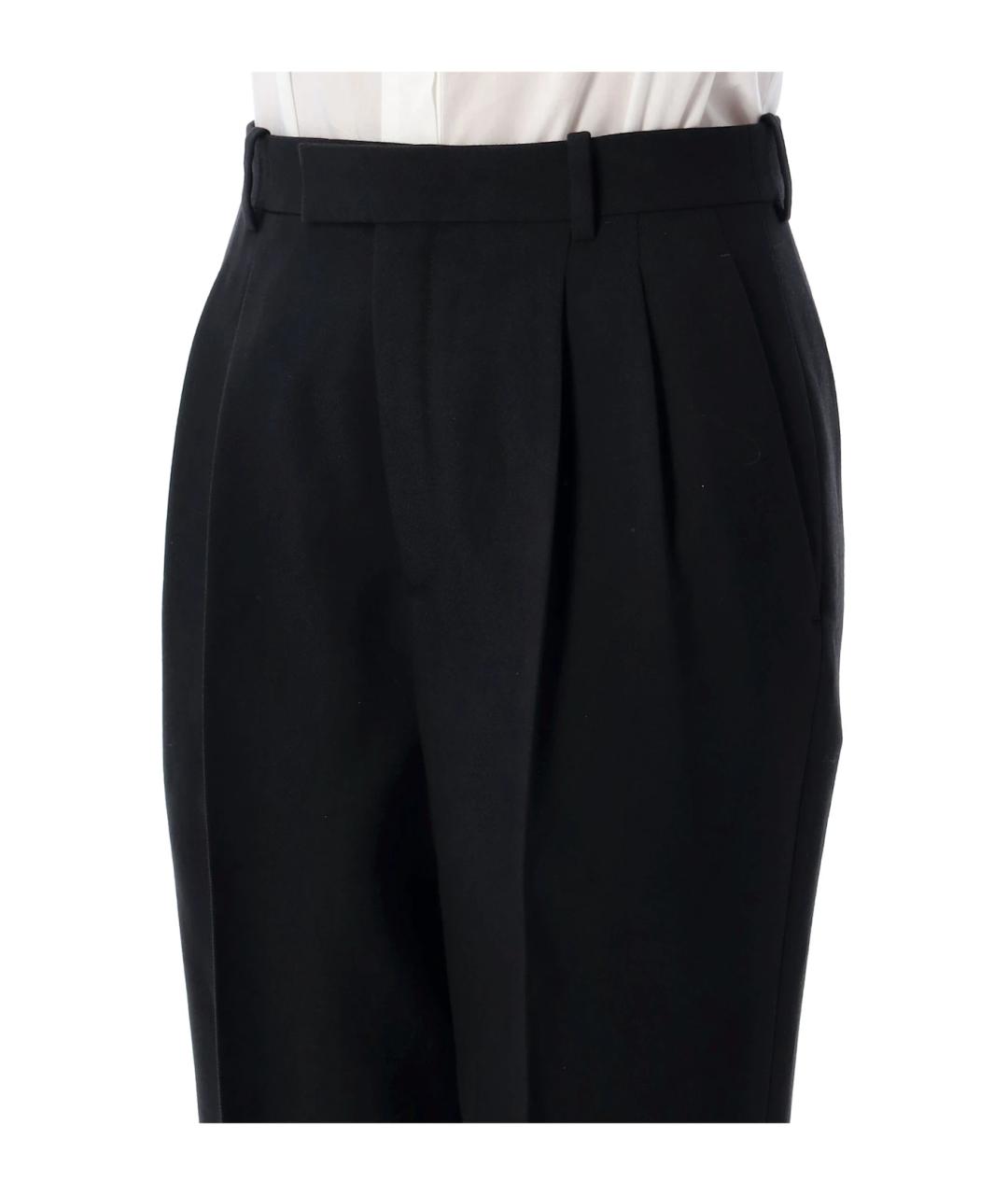 SAINT LAURENT Черные шерстяные прямые брюки, фото 4