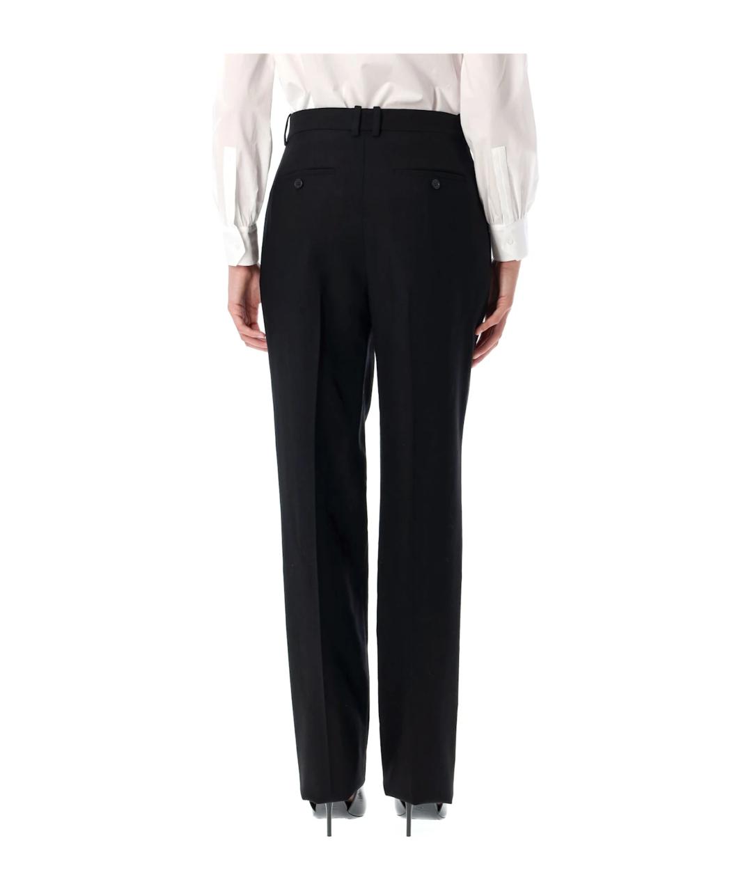 SAINT LAURENT Черные шерстяные прямые брюки, фото 3