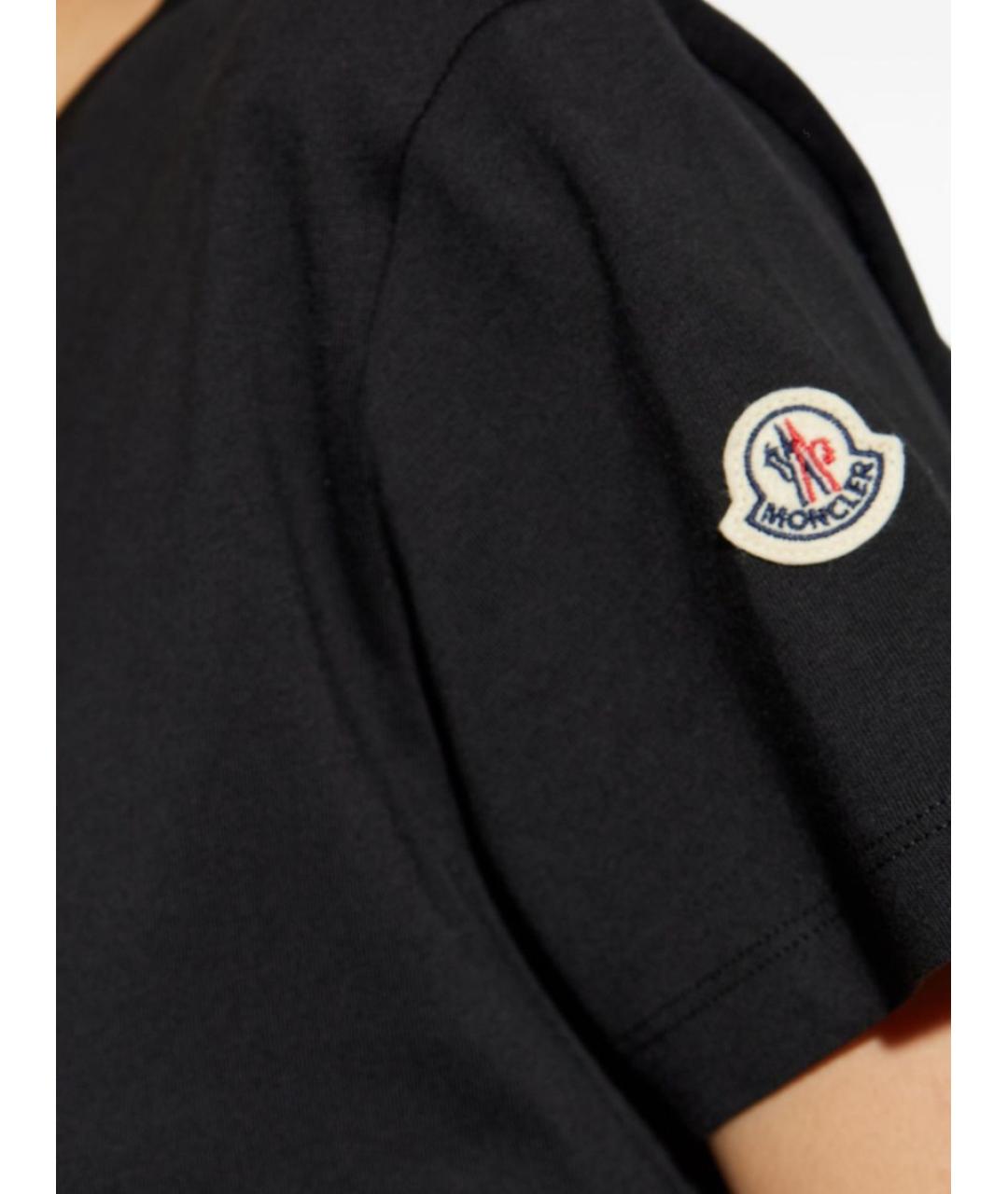 MONCLER Черная хлопковая футболка, фото 3