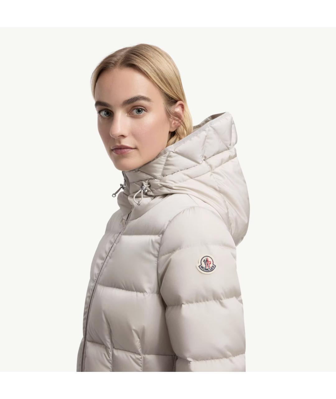 MONCLER Бежевый полиамидовый пуховик, фото 3