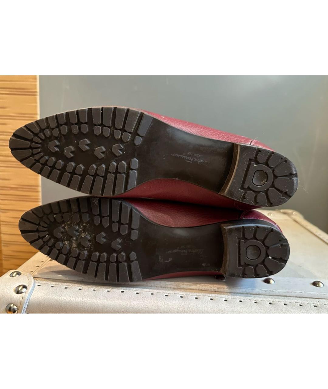 FERRAGAMO Бордовые кожаные сапоги, фото 5