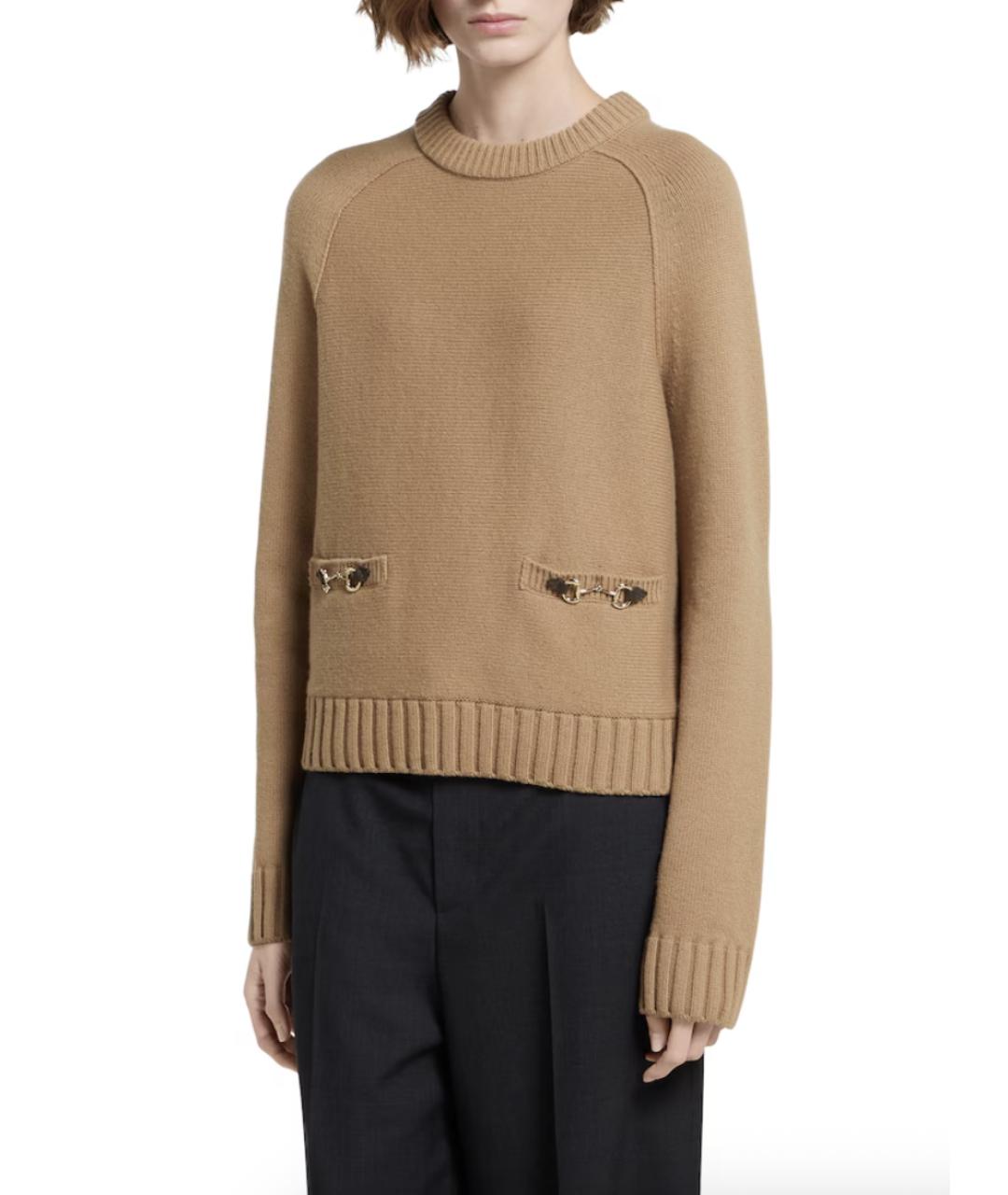 GUCCI Бежевый шерстяной джемпер / свитер, фото 2