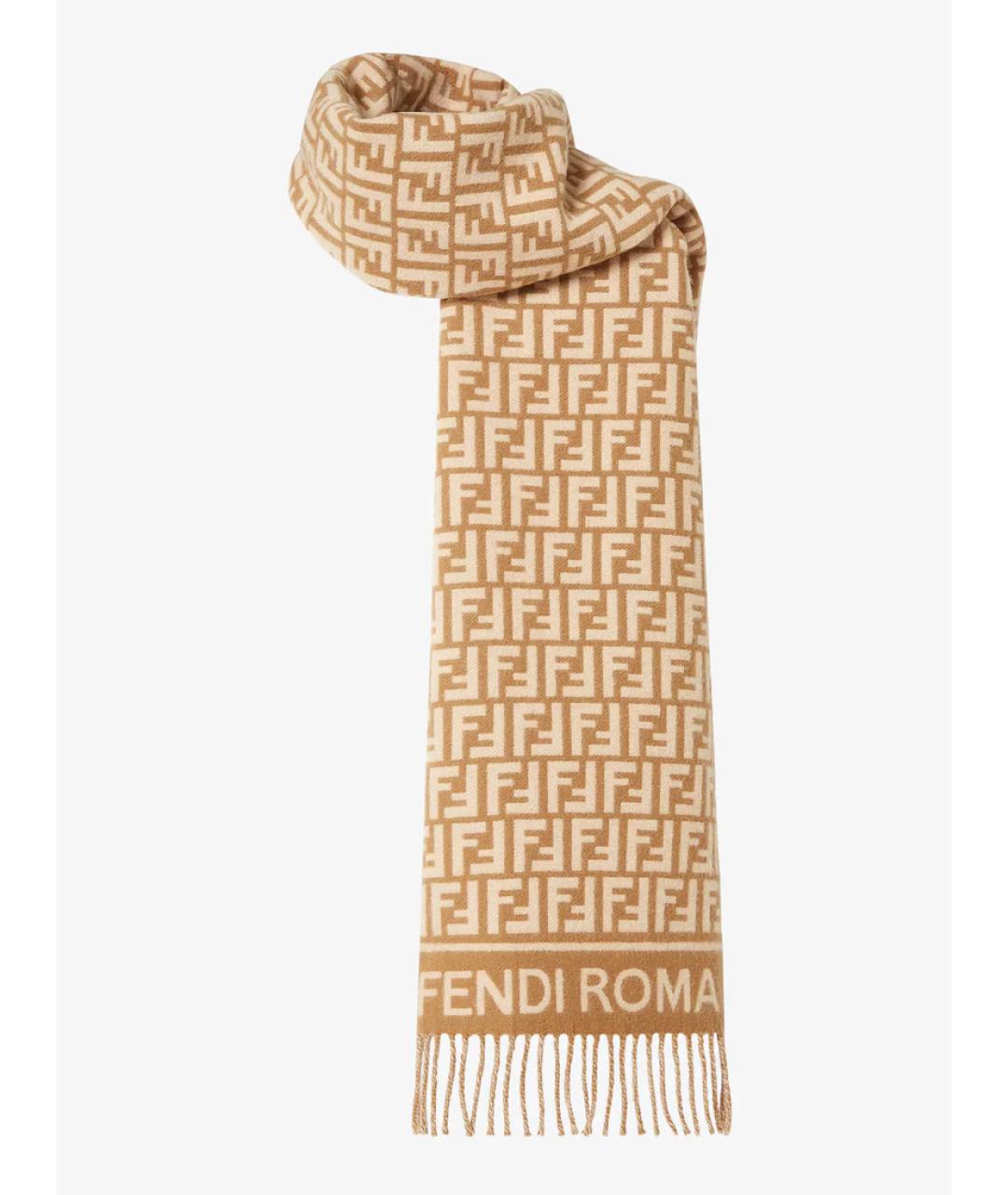 FENDI Бежевый шарф, фото 2