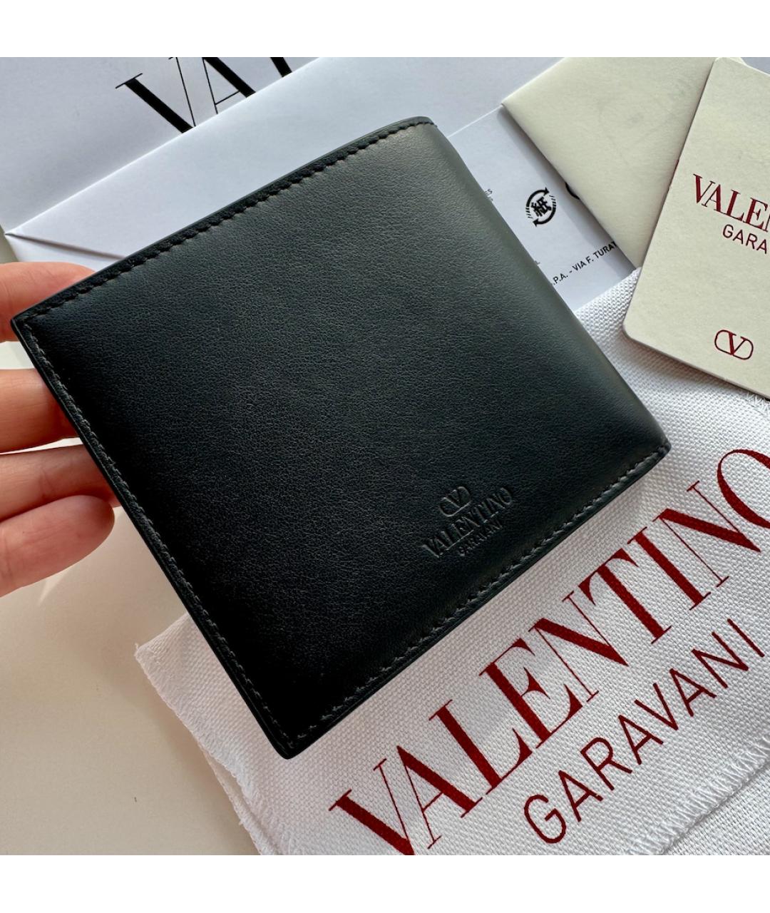 VALENTINO Черный кожаный кошелек, фото 8
