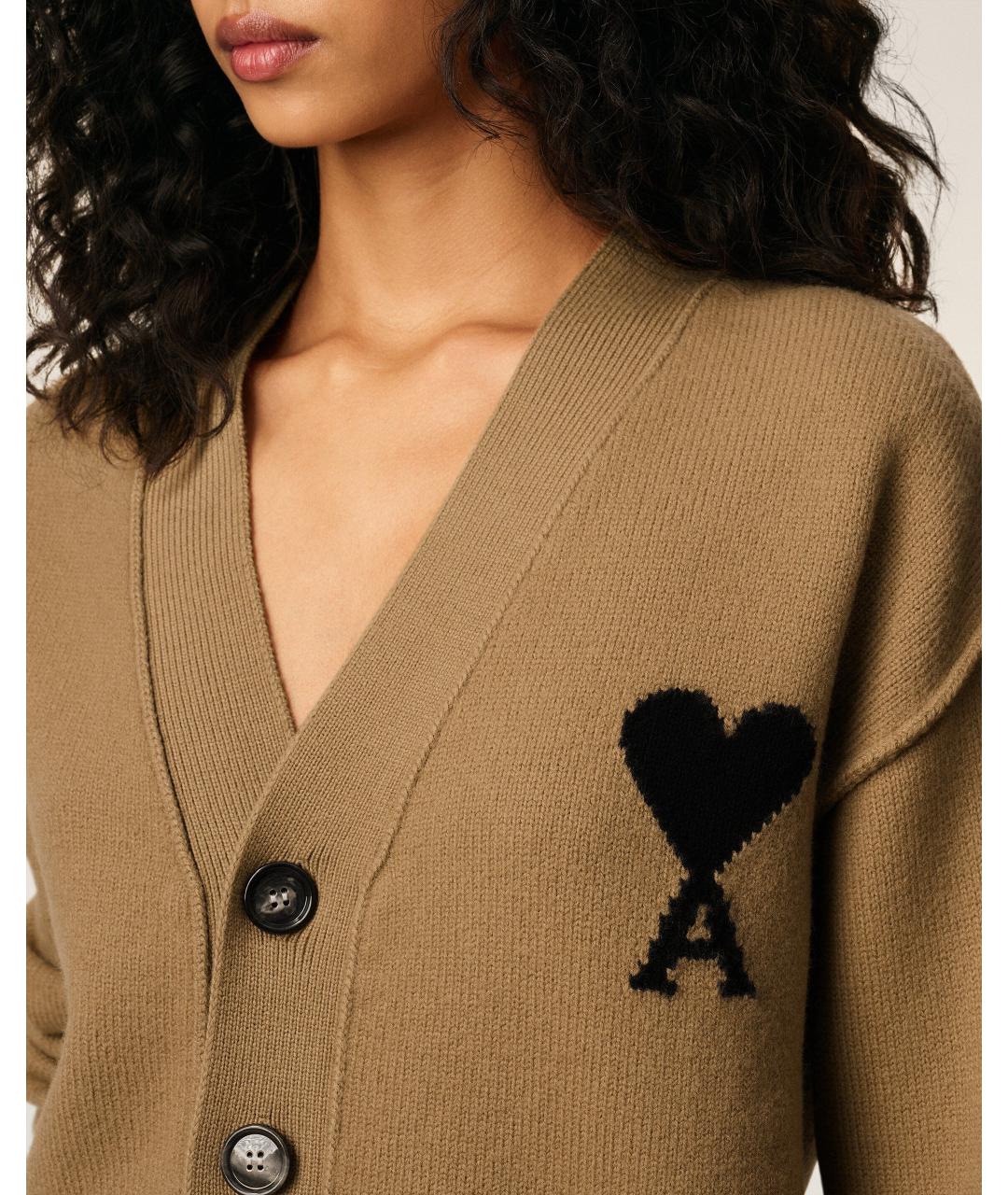 Ami Paris Бежевый шерстяной кардиган, фото 3