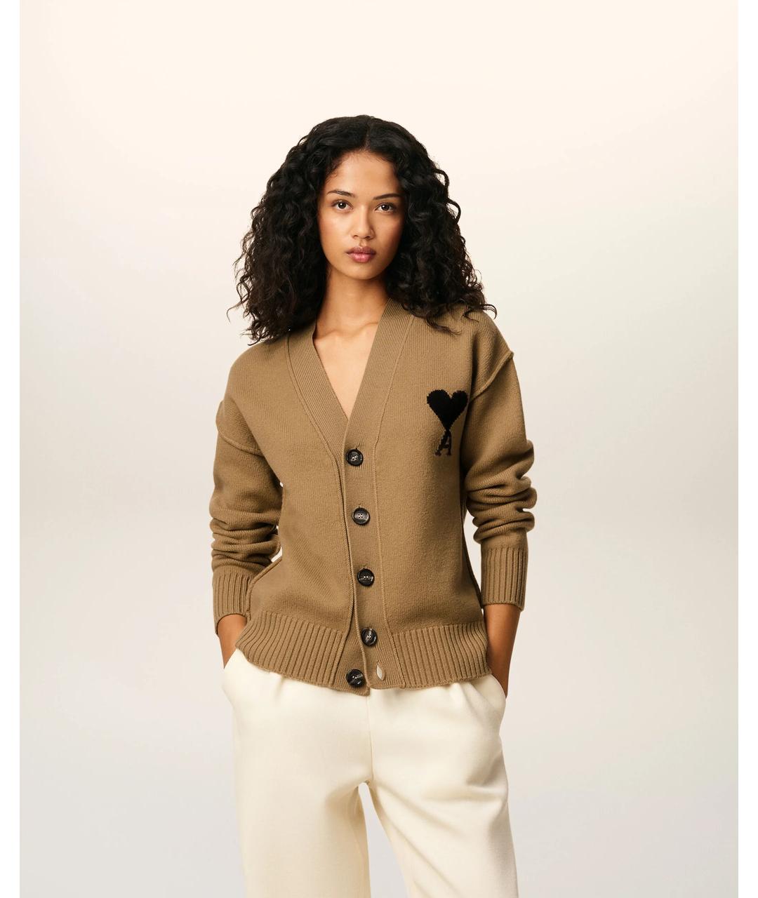 Ami Paris Бежевый шерстяной кардиган, фото 2