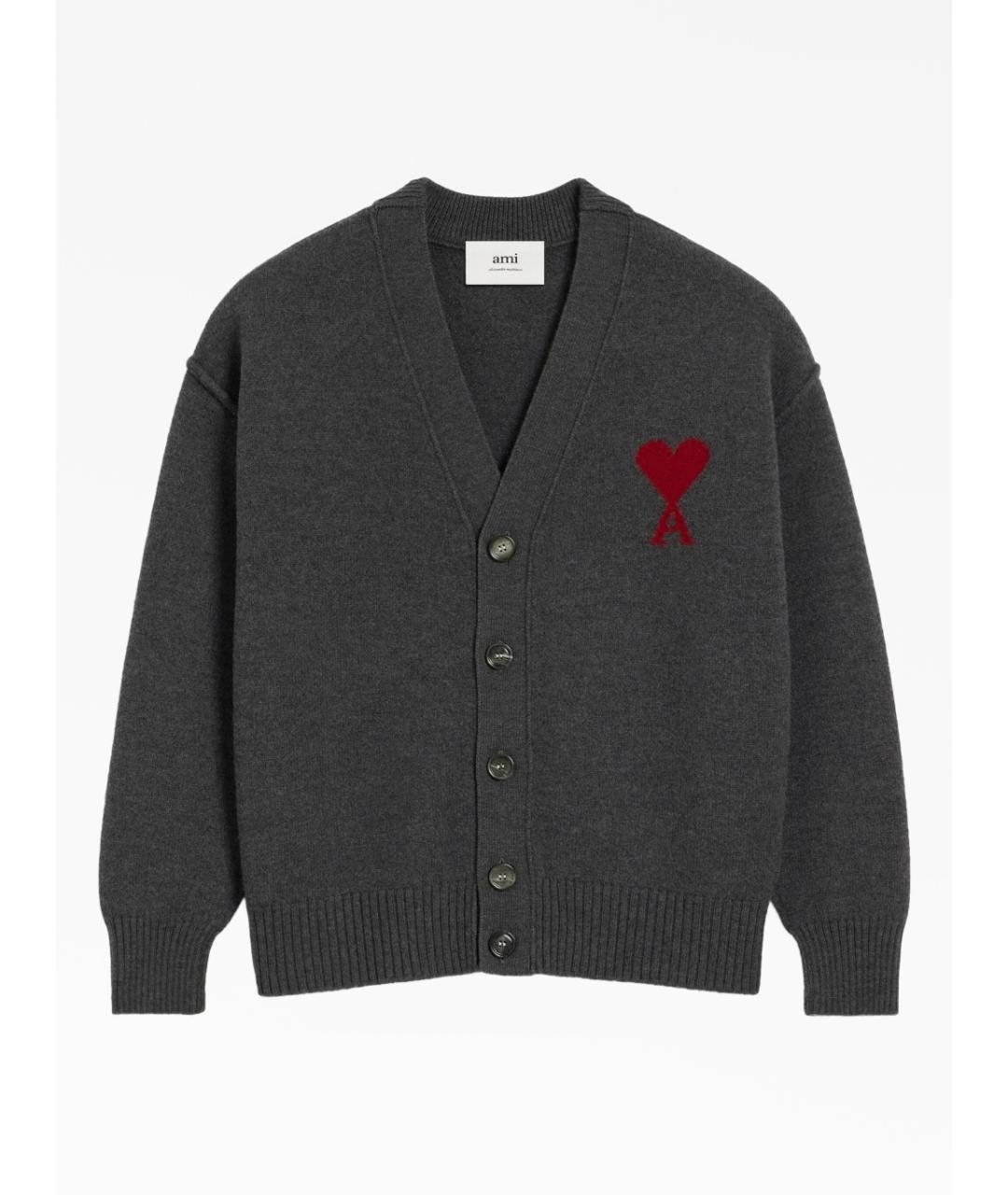 Ami Paris Антрацитовый шерстяной кардиган, фото 5