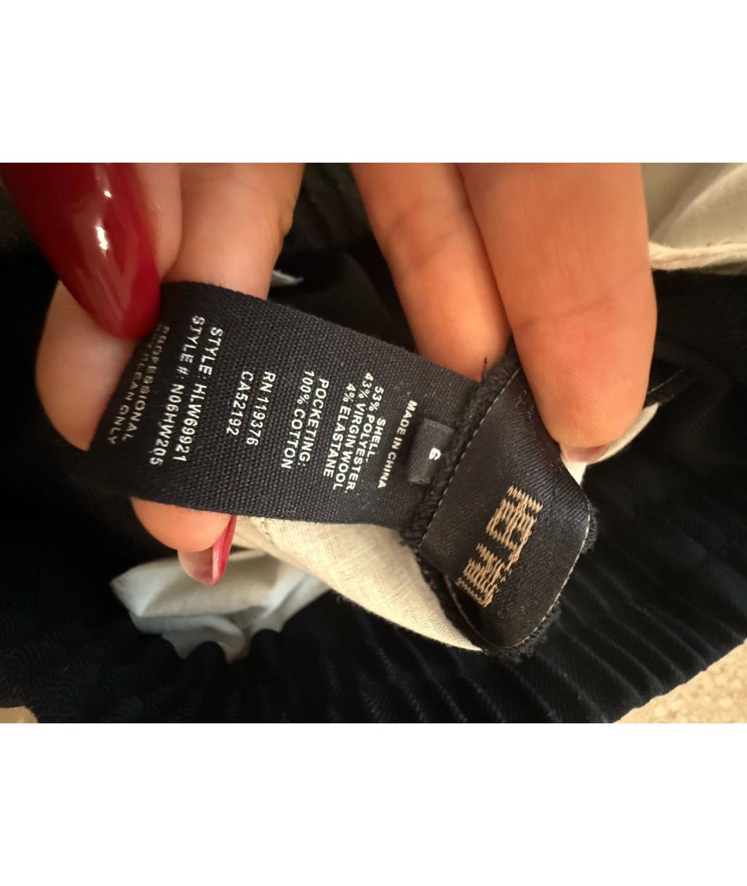 HELMUT LANG Черные шерстяные прямые брюки, фото 5