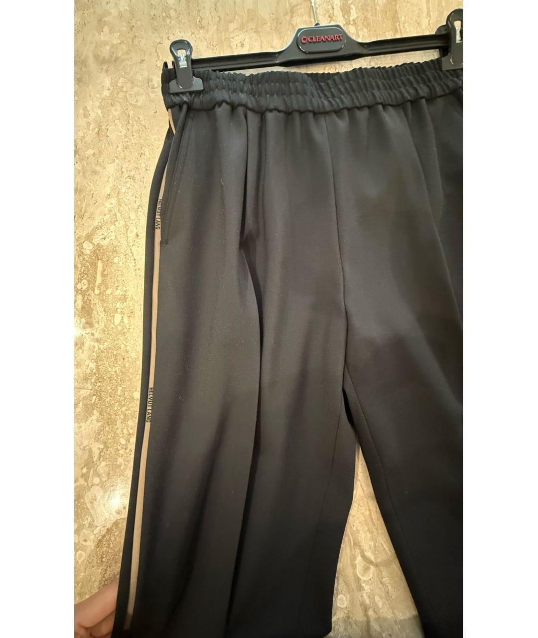HELMUT LANG Черные шерстяные прямые брюки, фото 3