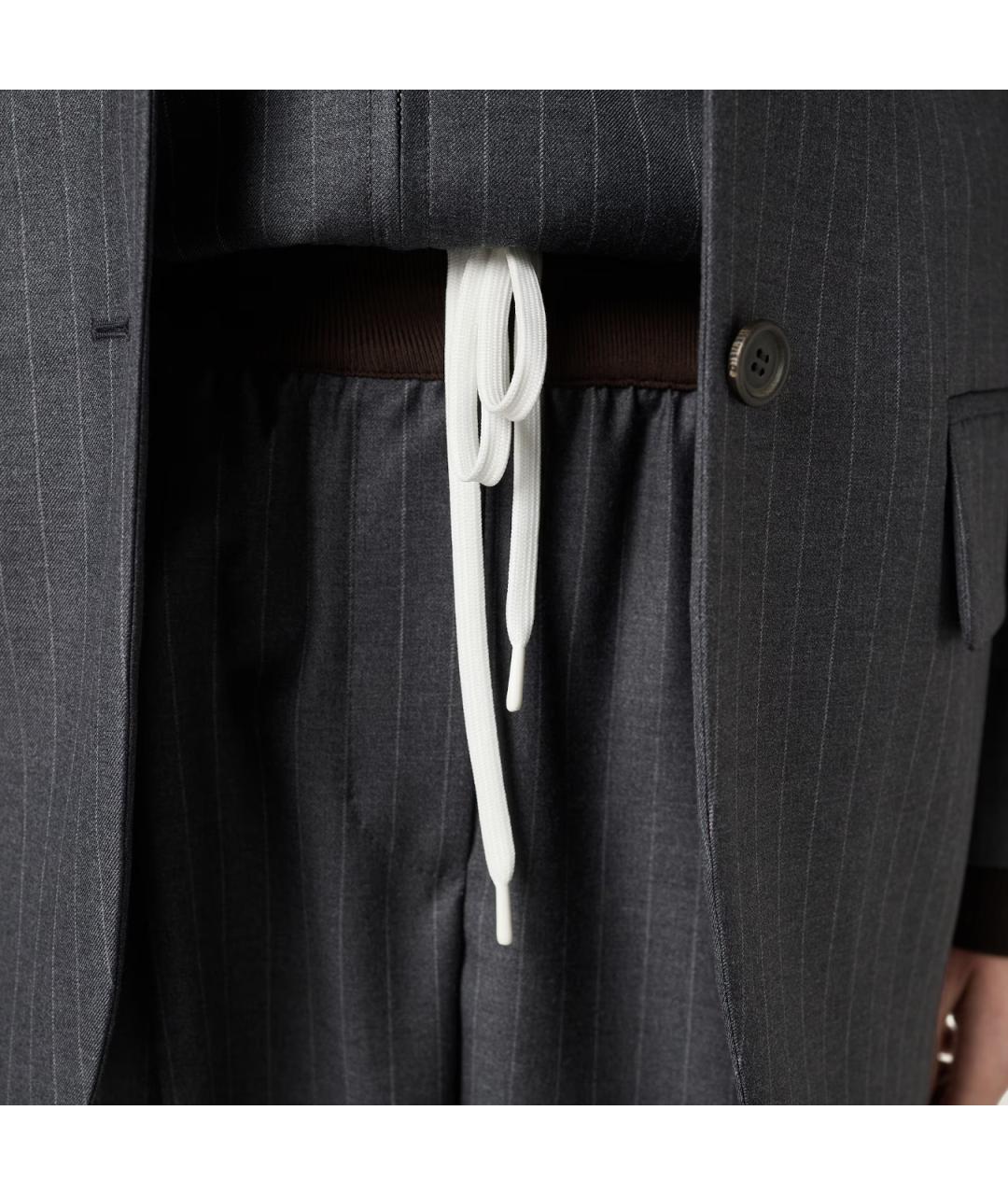 MIU MIU Антрацитовые шерстяные прямые брюки, фото 4