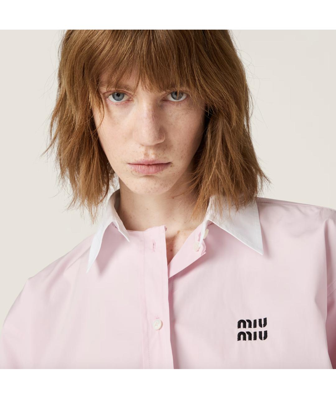 MIU MIU Розовая хлопковая рубашка, фото 4