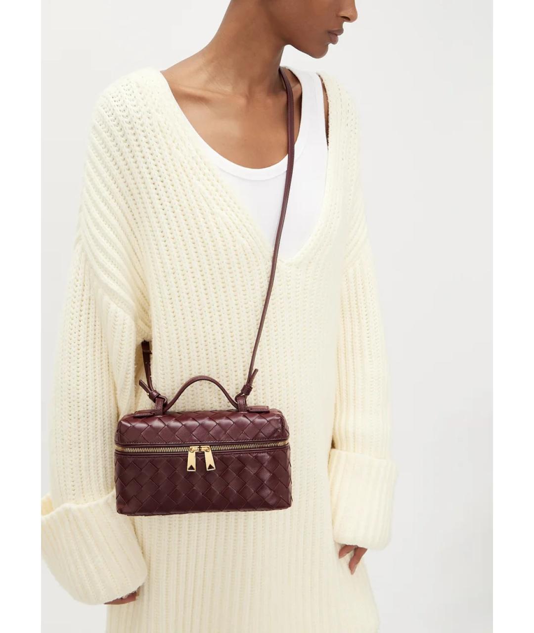 BOTTEGA VENETA Бордовая кожаная сумка через плечо, фото 2