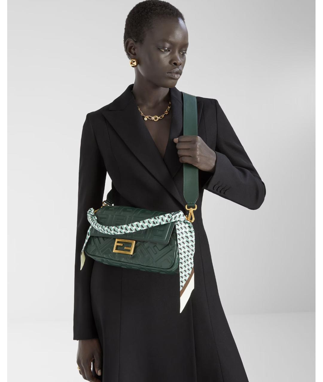 FENDI Зеленая кожаная сумка через плечо, фото 8