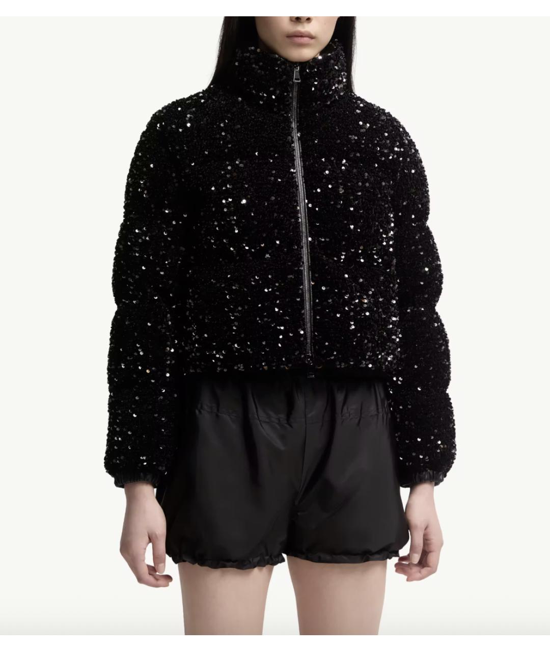 MONCLER Черный полиэстеровый пуховик, фото 4