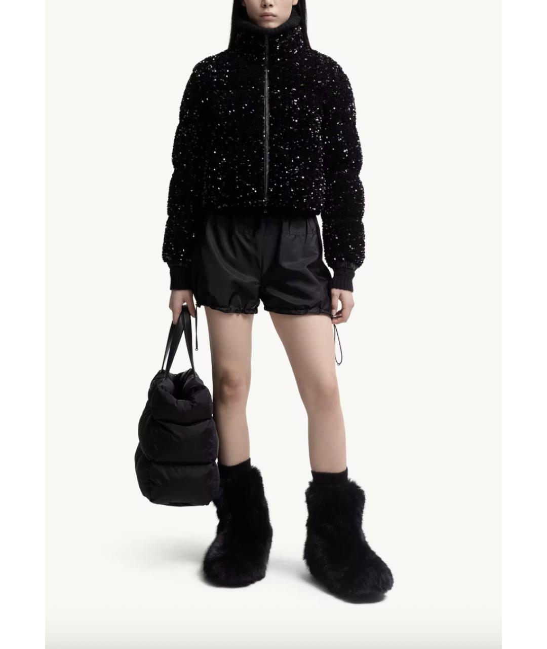 MONCLER Черный полиэстеровый пуховик, фото 2