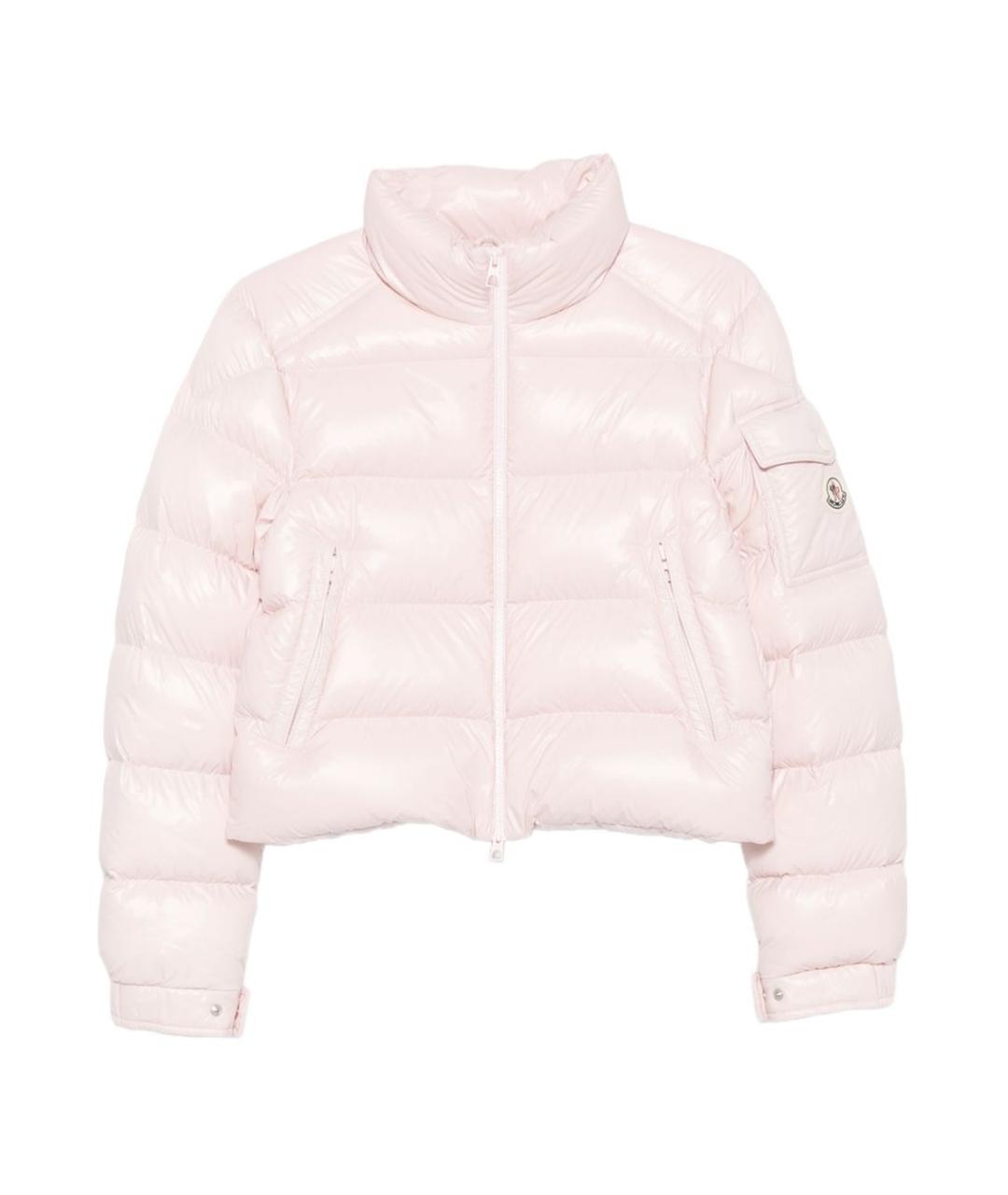MONCLER Розовый полиамидовый пуховик, фото 1