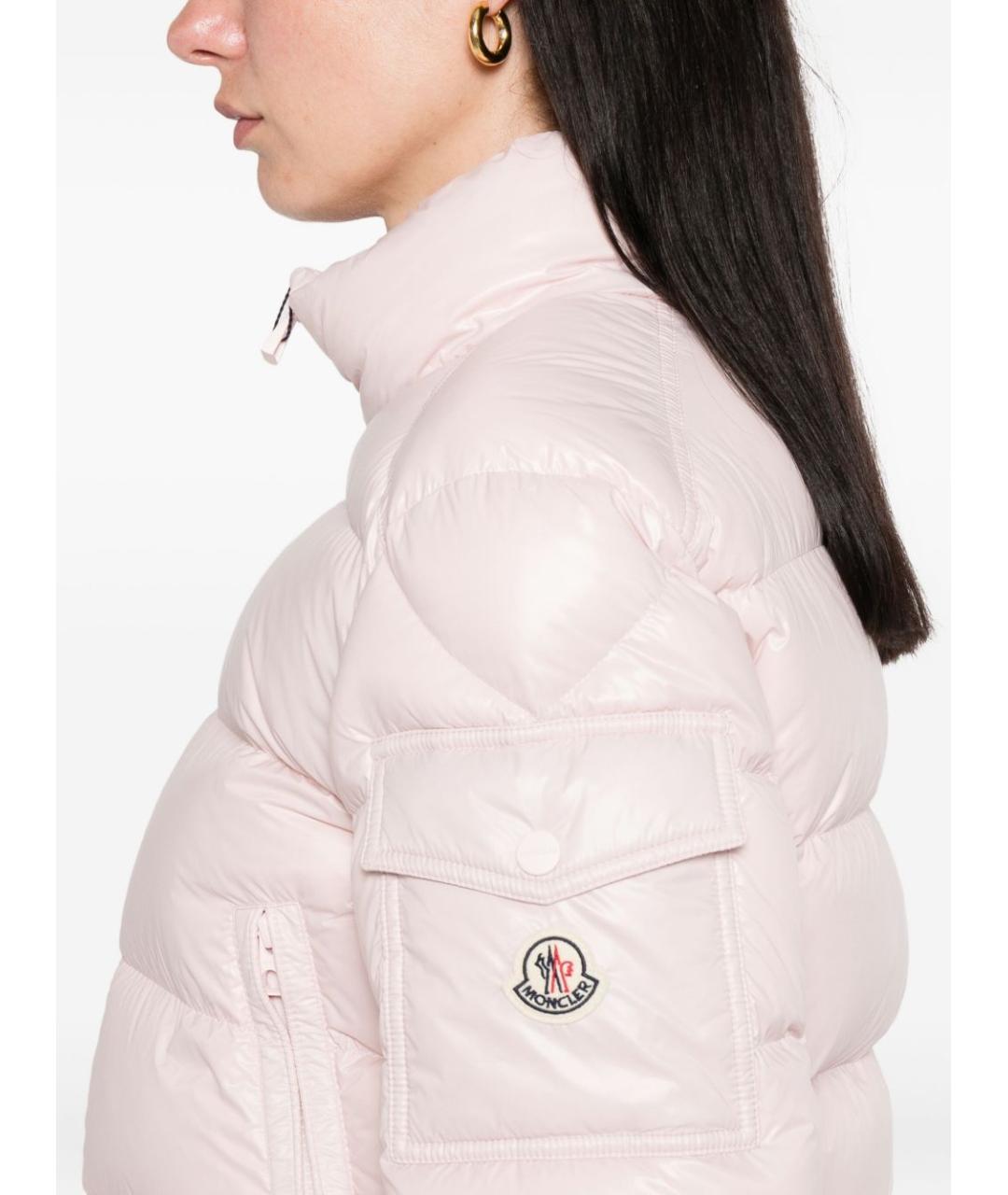 MONCLER Розовый полиамидовый пуховик, фото 3