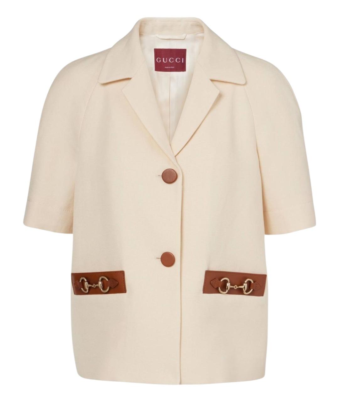 GUCCI Бежевый льняной жакет/пиджак, фото 1