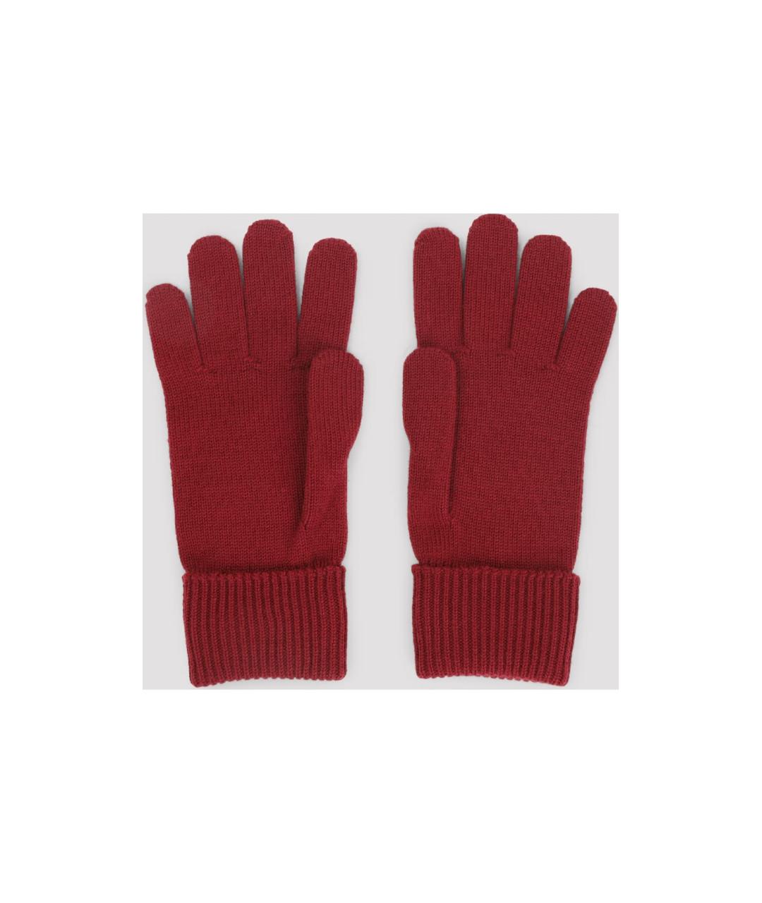 GUCCI Бордовые шерстяные перчатки, фото 2