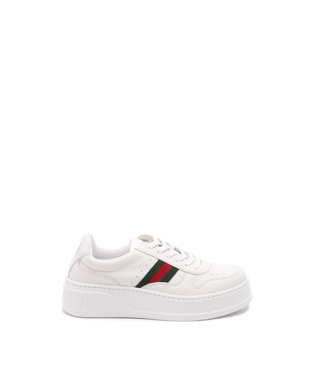 GUCCI Белые кожаные кеды, фото 1