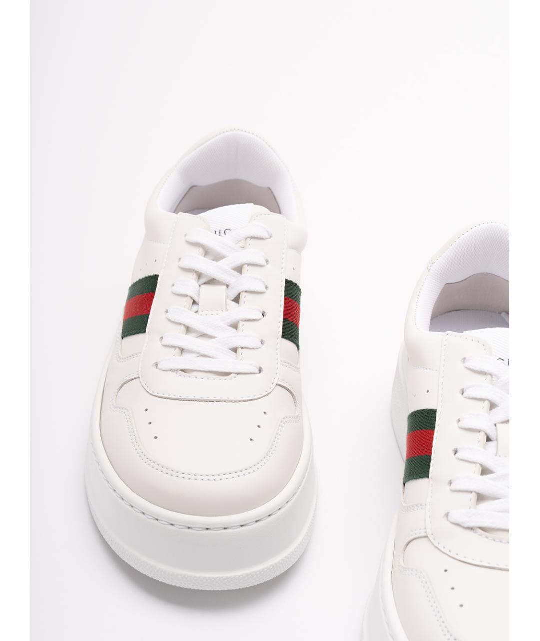 GUCCI Белые кожаные кеды, фото 5