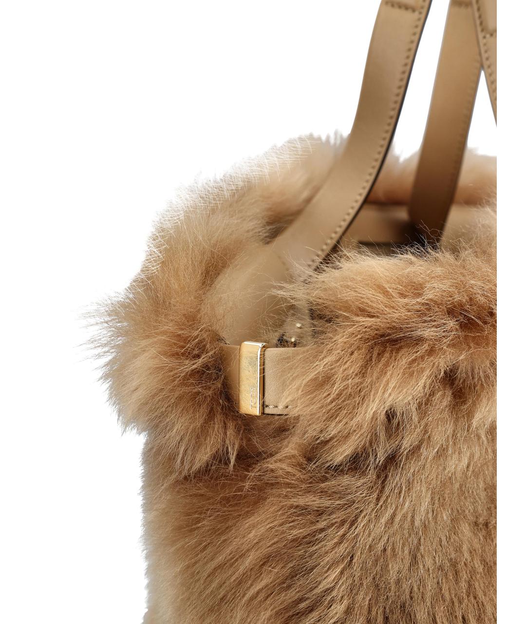 TOD'S Бежевая меховая сумка тоут, фото 4