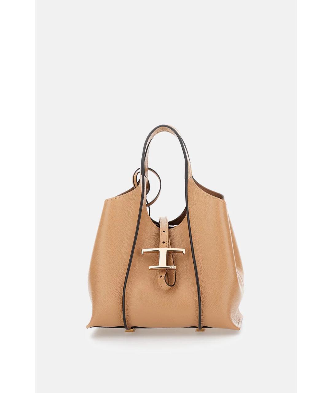 TOD'S Бежевая кожаная сумка тоут, фото 4