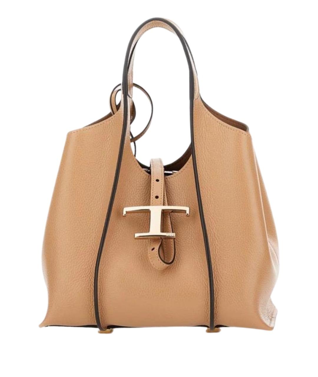 TOD'S Бежевая кожаная сумка тоут, фото 1