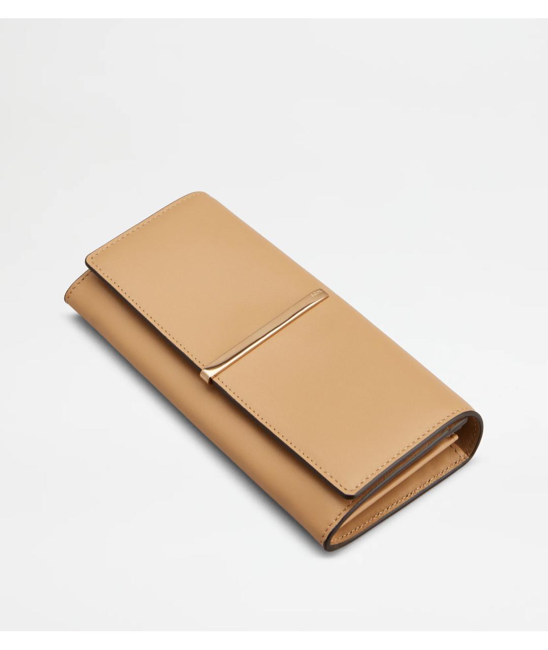 TOD'S Бежевый кожаный кошелек, фото 3