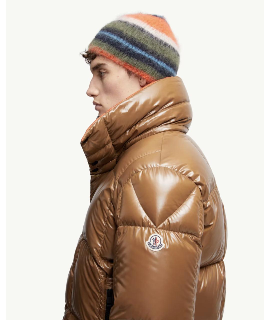 MONCLER Коричневый полиамидовый пуховик, фото 3