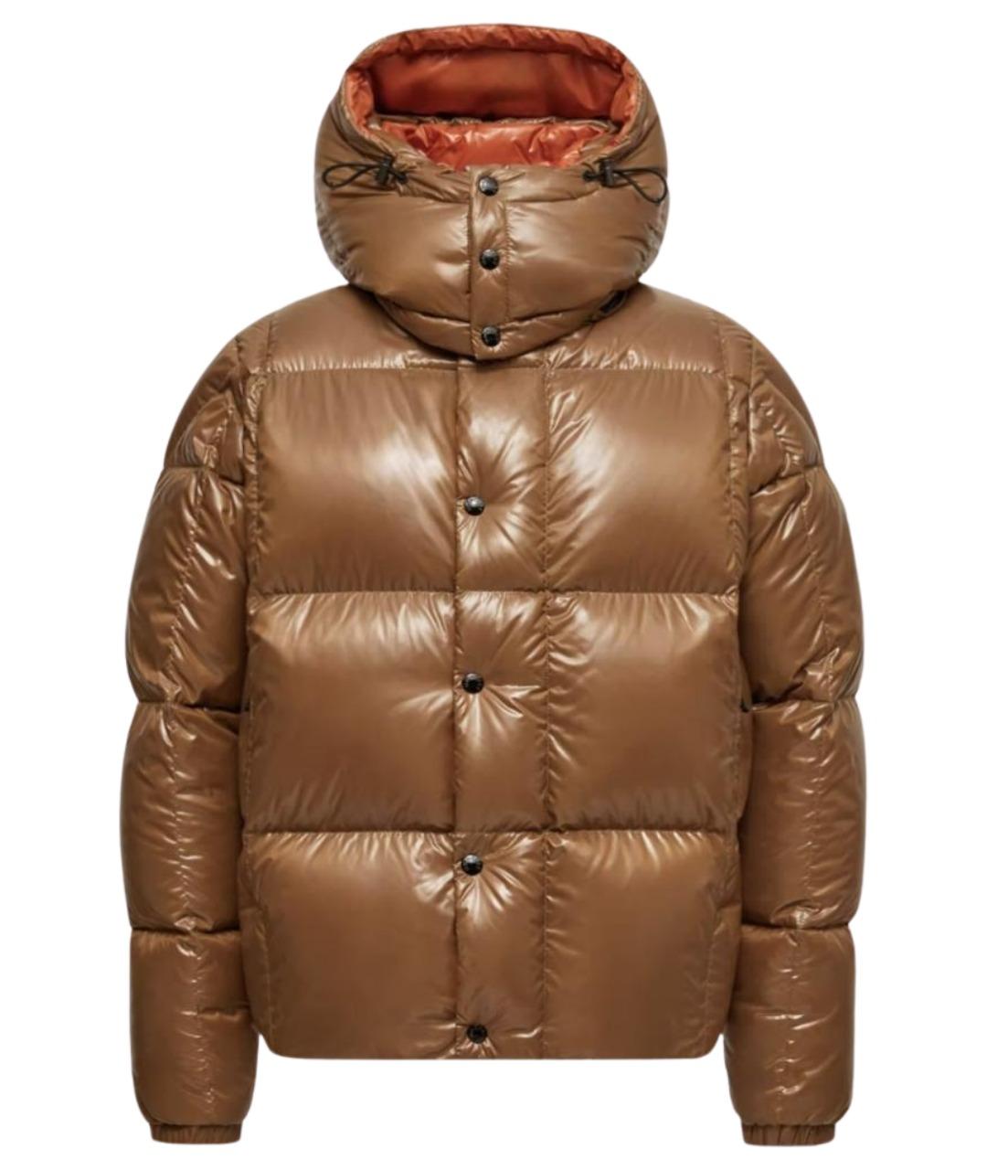 MONCLER Коричневый полиамидовый пуховик, фото 1